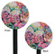 Watercolor Floral Black Plastic 5.5" Stir Stick - Double Sided - Round - Front & Back