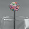 Watercolor Floral Black Plastic 5.5" Stir Stick - Round - Main