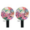 Watercolor Floral Black Plastic 7" Stir Stick - Double Sided - Round - Front & Back