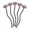 Watercolor Floral Black Plastic 7" Stir Stick - Oval - Fan