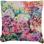 Watercolor Floral Faux-Linen Throw Pillow 20"