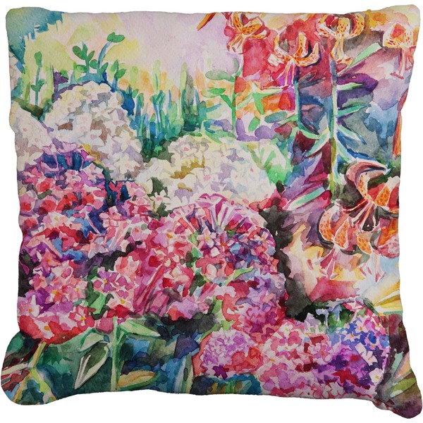 Custom Watercolor Floral Faux-Linen Throw Pillow 20"