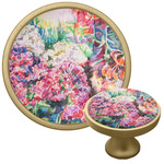 Watercolor Floral Cabinet Knob - Gold