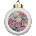 Watercolor Floral Ceramic Ball Ornament
