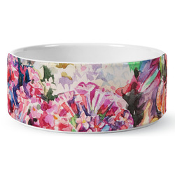 Watercolor Floral Ceramic Dog Bowl - Medium