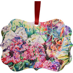 Watercolor Floral Metal Frame Ornament - Double Sided