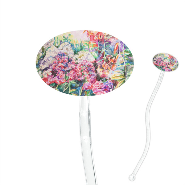 Custom Watercolor Floral 7" Oval Plastic Stir Sticks - Clear