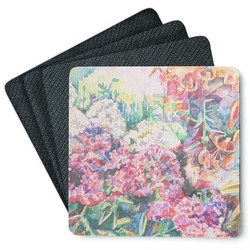 Watercolor Floral Square Rubber Backed Coasters - Set of 4