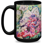 Watercolor Floral 15 Oz Coffee Mug - Black