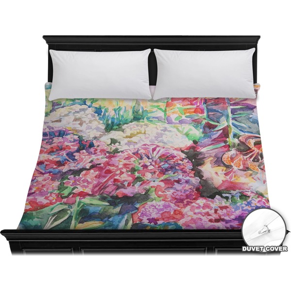 Custom Watercolor Floral Duvet Cover - King