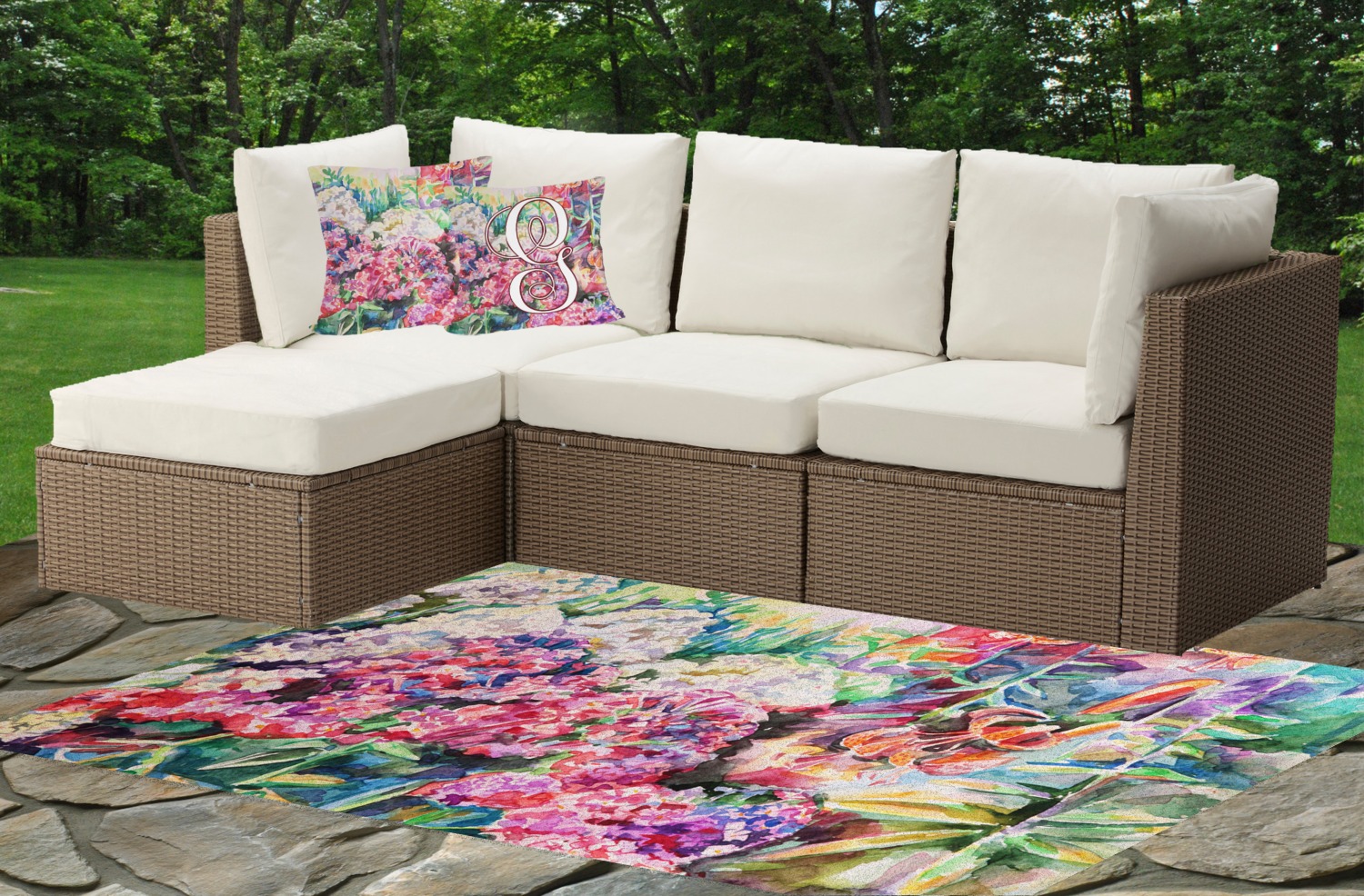 Watercolor Floral Indoor / Outdoor Rug - YouCustomizeIt