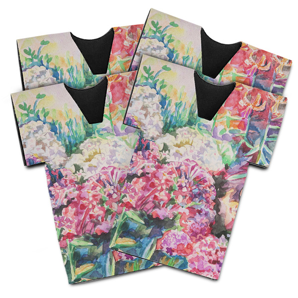 Custom Watercolor Floral Jersey Bottle Cooler - Set of 4