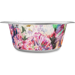 Watercolor Floral Stainless Steel Dog Bowl - Large