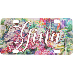 Watercolor Floral Mini / Bicycle License Plate (4 Holes)