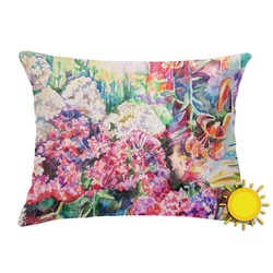 Watercolor Floral Outdoor Throw Pillow (Rectangular)