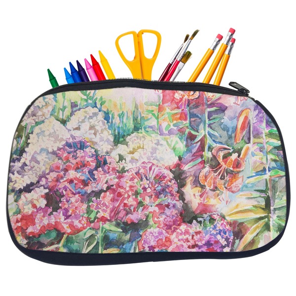 Custom Watercolor Floral Neoprene Pencil Case - Medium