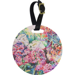 Watercolor Floral Plastic Luggage Tag - Round