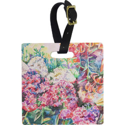 Watercolor Floral Plastic Luggage Tag - Square