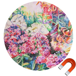 Watercolor Floral Round Car Magnet - 10"