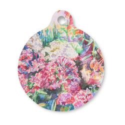Watercolor Floral Round Pet ID Tag - Small