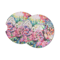 Watercolor Floral Sandstone Car Coasters - Set of 2