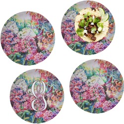 Watercolor Floral Set of 4 Glass Lunch / Dinner Plate 10"