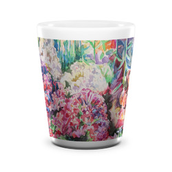 Watercolor Floral Ceramic Shot Glass - 1.5 oz - White - Set of 4