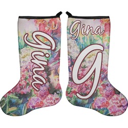 Watercolor Floral Holiday Stocking - Double-Sided - Neoprene