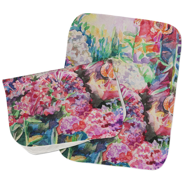 Custom Watercolor Floral Burp Cloths - Fleece - Set of 2