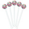 Watercolor Floral White Plastic 5.5" Stir Stick - Fan View