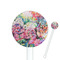 Watercolor Floral White Plastic 5.5" Stir Stick - Round - Closeup