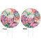 Watercolor Floral White Plastic 6" Food Pick - Round - Double Sided - Front & Back