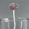 Watercolor Floral White Plastic 7" Stir Stick - Oval - Main