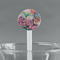 Watercolor Floral White Plastic 7" Stir Stick - Round - Main