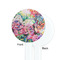 Watercolor Floral White Plastic 7" Stir Stick - Single Sided - Round - Front & Back