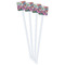 Watercolor Floral White Plastic Stir Stick - Double Sided - Square - Front