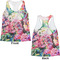 Watercolor Floral Womens Racerback Tank Tops - Medium - Front and Back