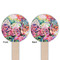 Watercolor Floral Wooden 6" Food Pick - Round - Double Sided - Front & Back