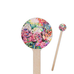 Watercolor Floral 6" Round Wooden Stir Sticks - Double Sided