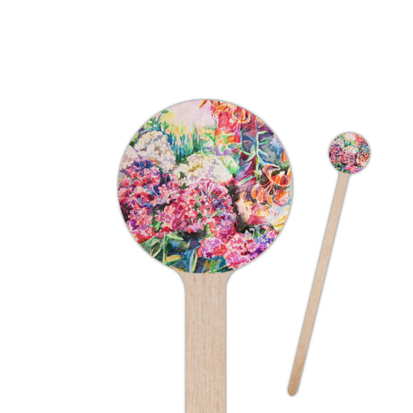 Custom Watercolor Floral 7.5" Round Wooden Stir Sticks - Double Sided