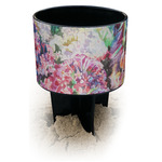 Watercolor Floral Black Beach Spiker Drink Holder