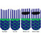 Alligators & Stripes Adult Ankle Socks - Double Pair - Front and Back - Apvl