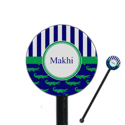 Alligators & Stripes 5.5" Round Plastic Stir Sticks - Black - Single Sided (Personalized)