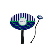 Alligators & Stripes 7" Oval Plastic Stir Sticks - Black - Single Sided (Personalized)