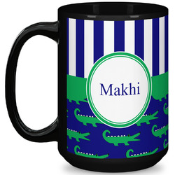 Alligators & Stripes 15 Oz Coffee Mug - Black (Personalized)