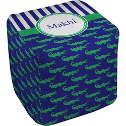 Alligators & Stripes Cube Pouf Ottoman - 13" (Personalized)