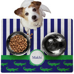 Alligators & Stripes Dog Food Mat - Medium w/ Name or Text