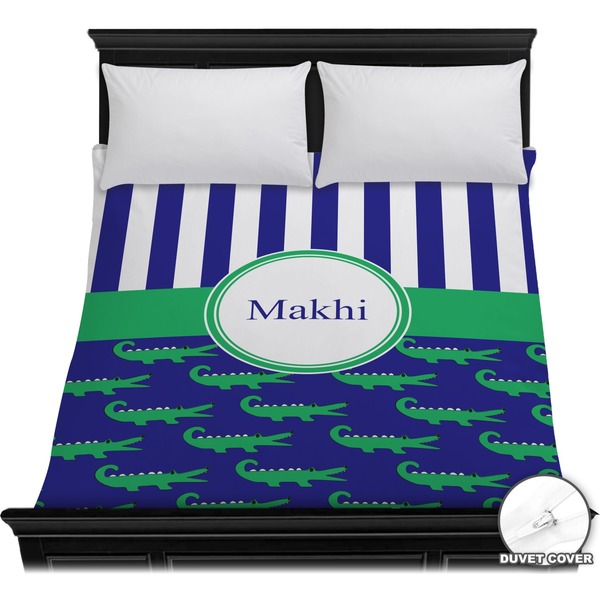 Custom Alligators & Stripes Duvet Cover - Full / Queen (Personalized)