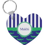 Alligators & Stripes Heart Plastic Keychain w/ Name or Text