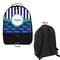 Alligators & Stripes Large Backpack - Black - Front & Back View